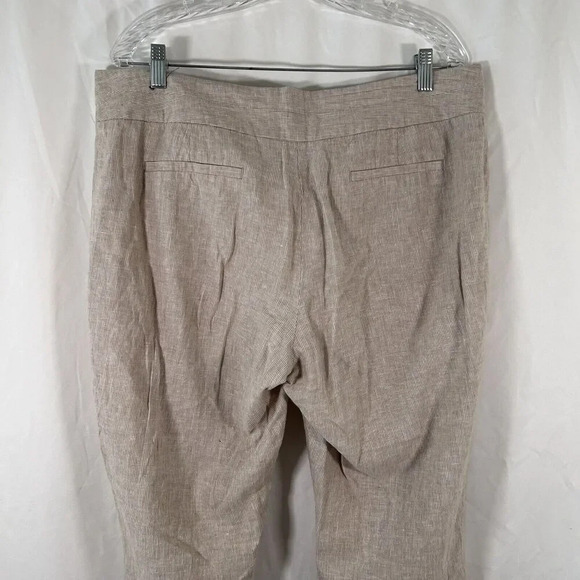 Worthington Pants Women's 14 Beige Striped Linen Blend No Pockets Button - Picture 6 of 7